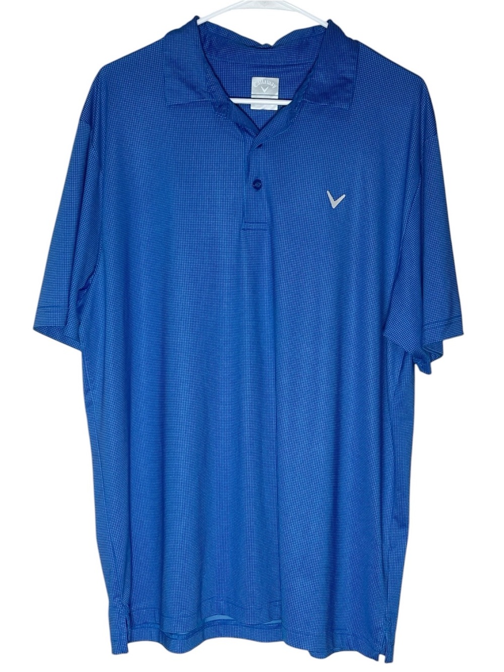 Callaway Opti Dri blue gingham check men’s polo golf shirt L